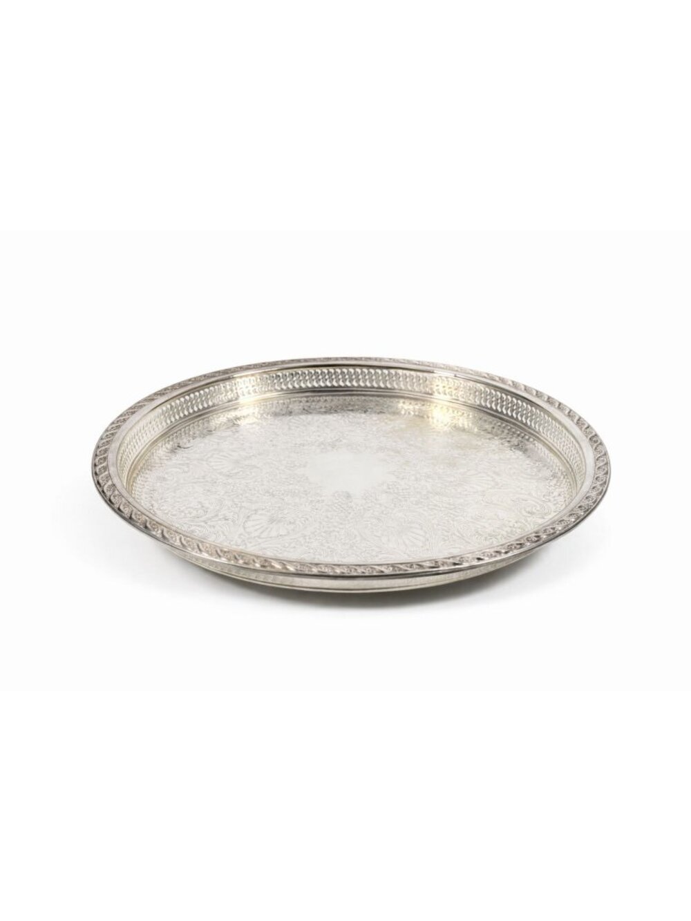 Round Pedestal Cake Stand Lazy Susan Spring Flowers Silver Plated Wm Rogers & So